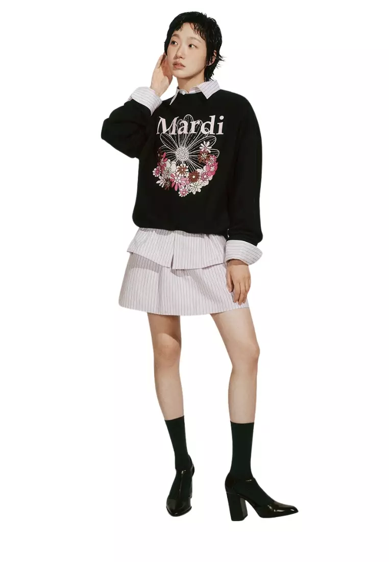 Sweatshirt Flowermardi Jardin - Black Palepink