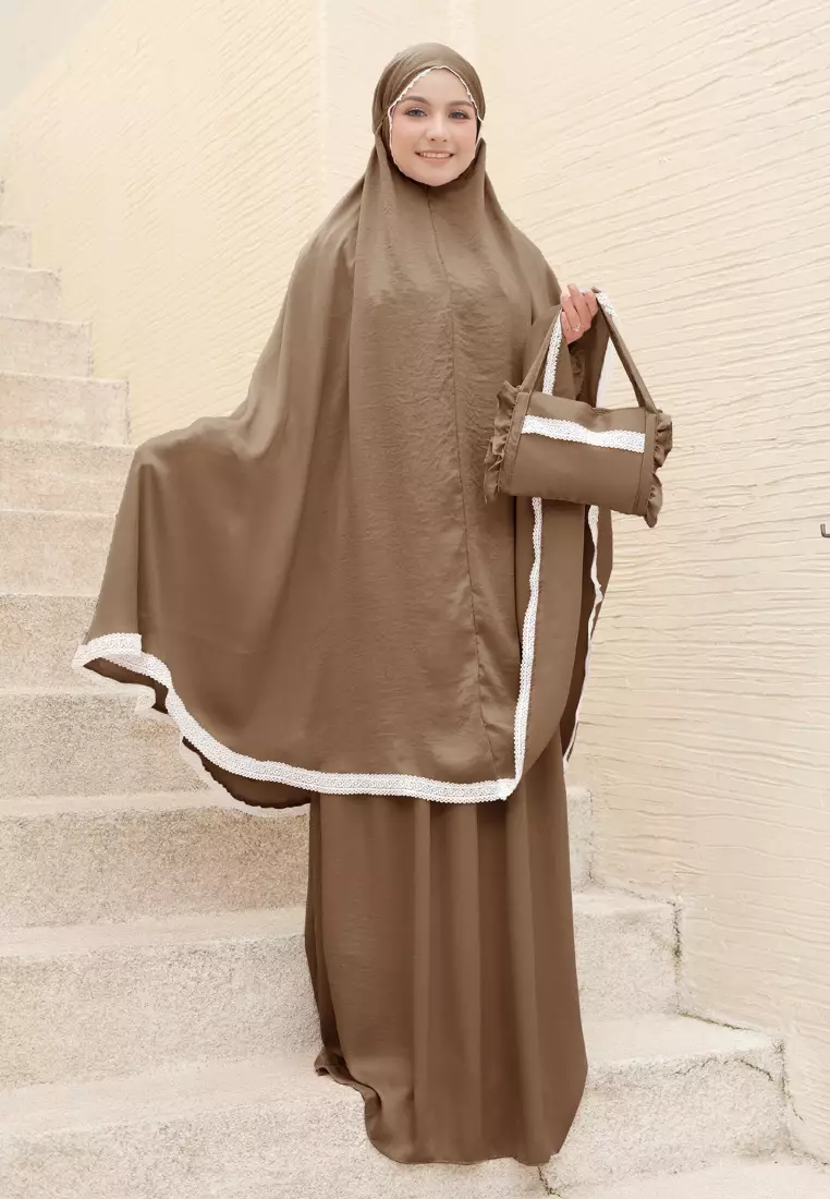 Ataya Prayer Set | Mukena Renda 2in1 - Mocha Brown