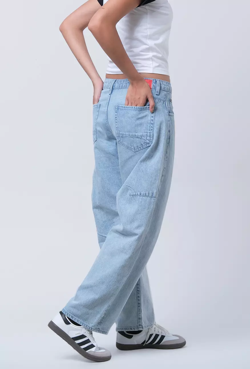 Celana Jeans Wanita Barrel Sora Light Blue