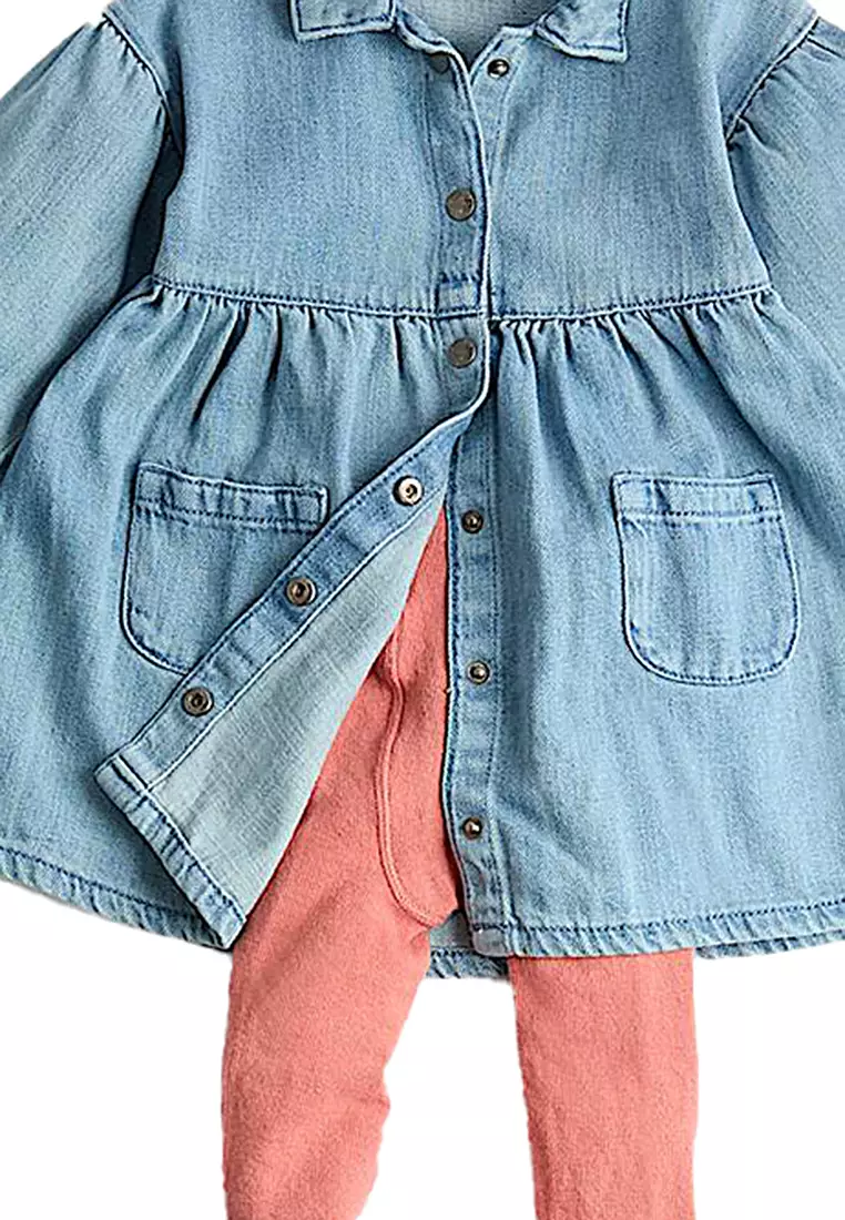 Cotton Rich Denim Dress & Tights