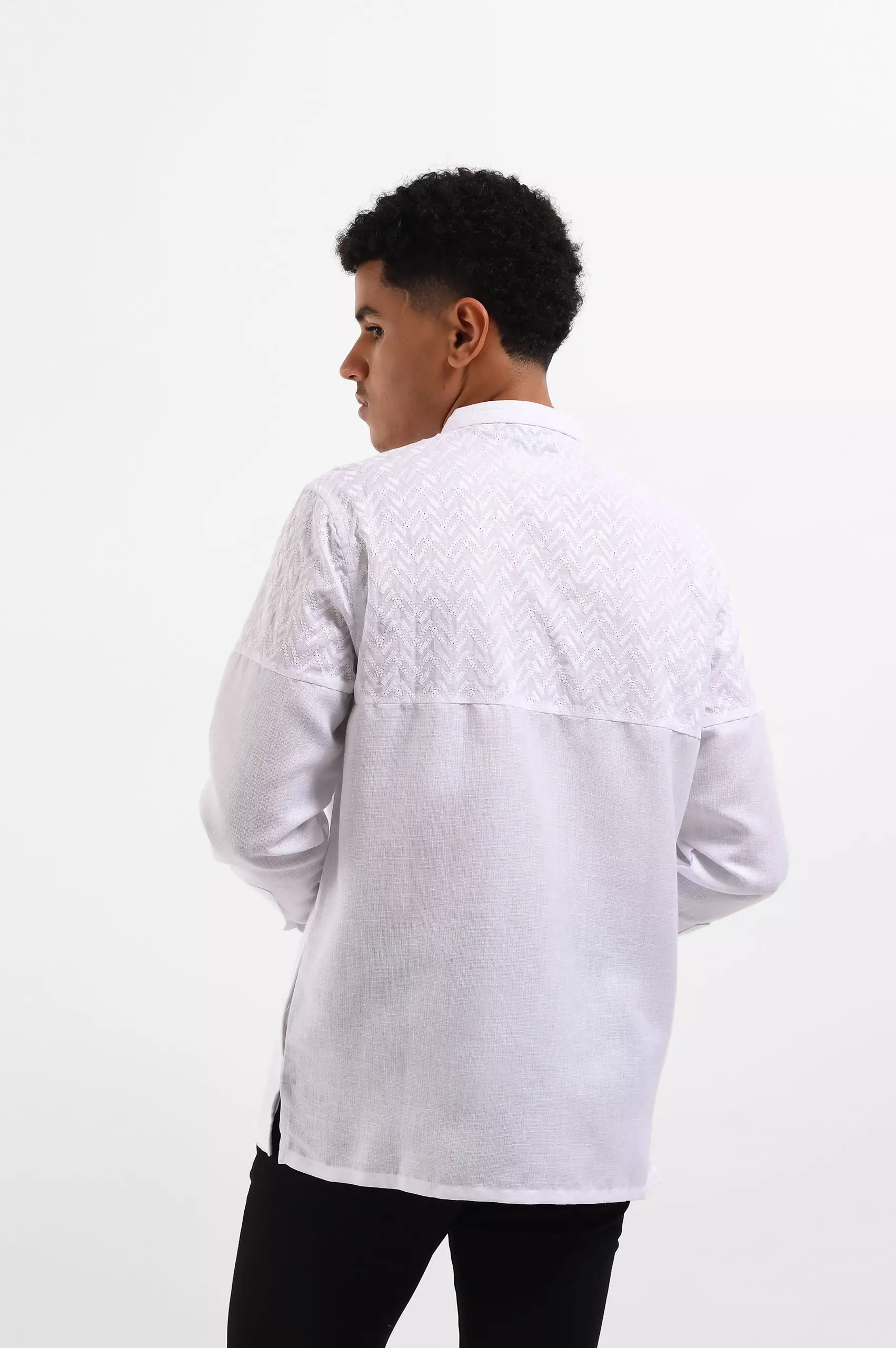 MANZONE Kemeja koko  Lengan Panjang Pria SAUQI - WHITE