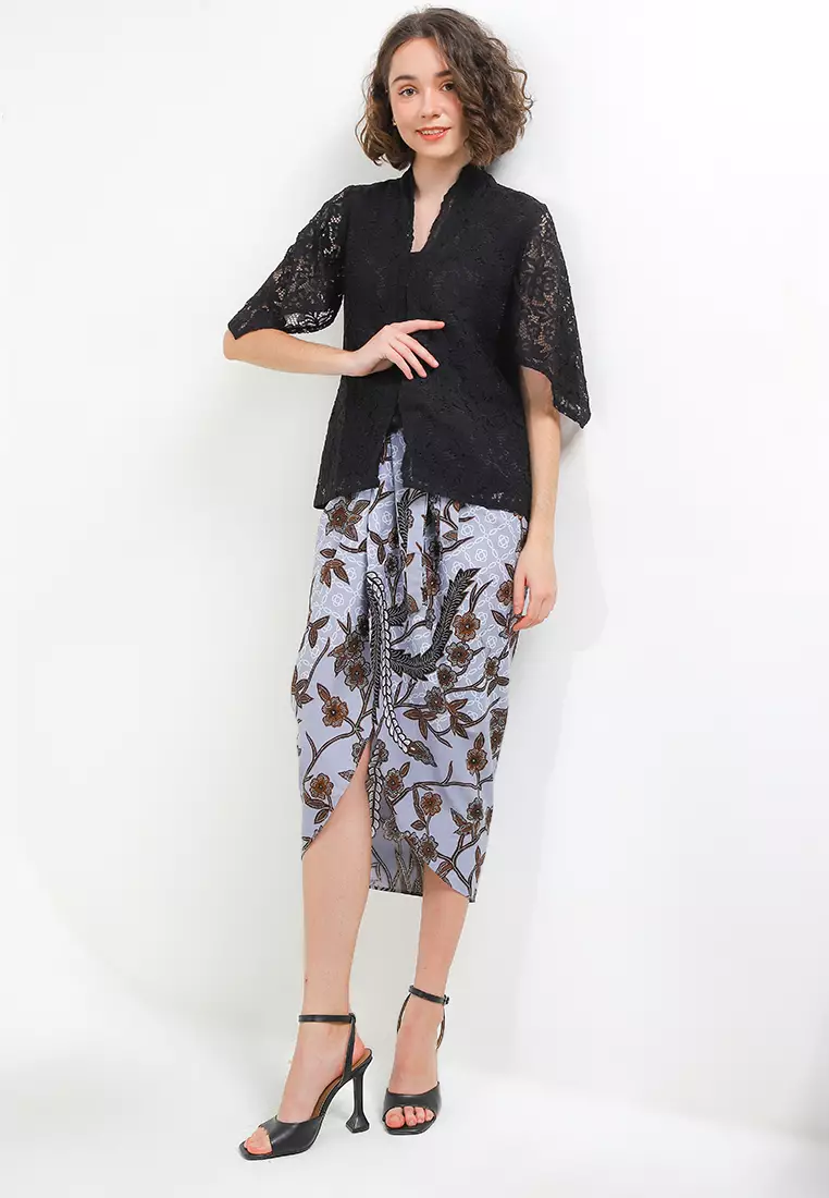 Rok Lilit Wanita Kondangan Batik Instant Emira Grey