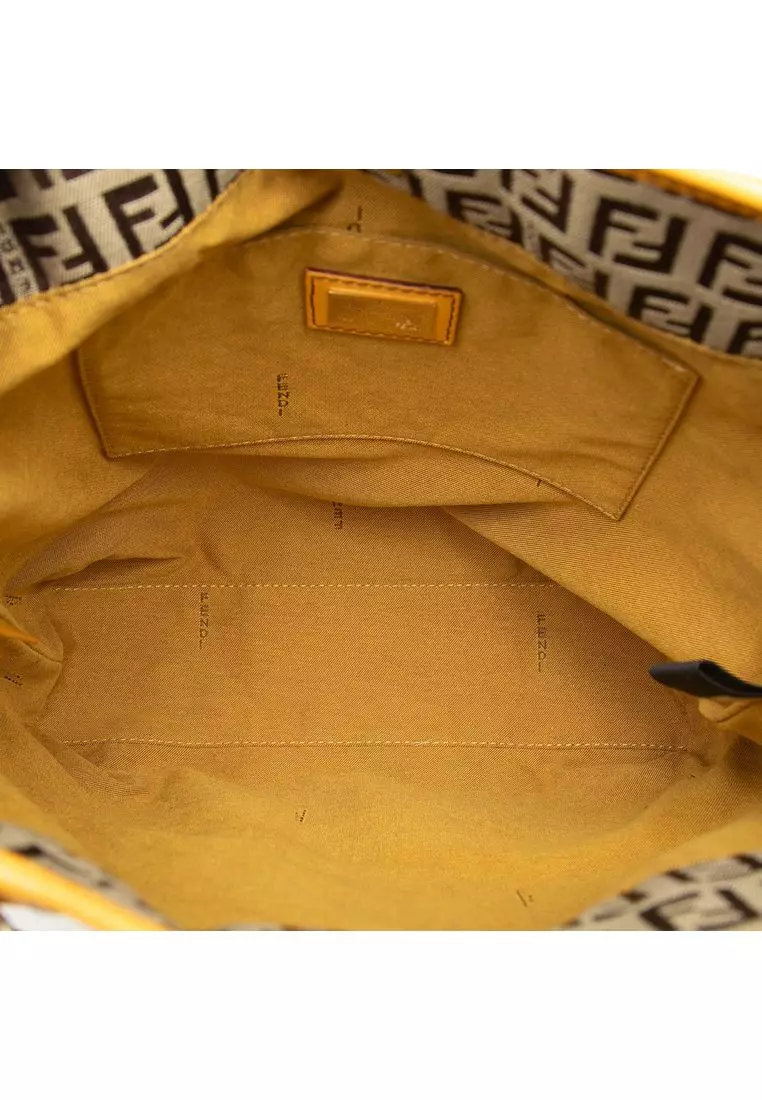Pre-Loved Fendi Zucchino Canvas Chef Front Pocket Shopping Tote