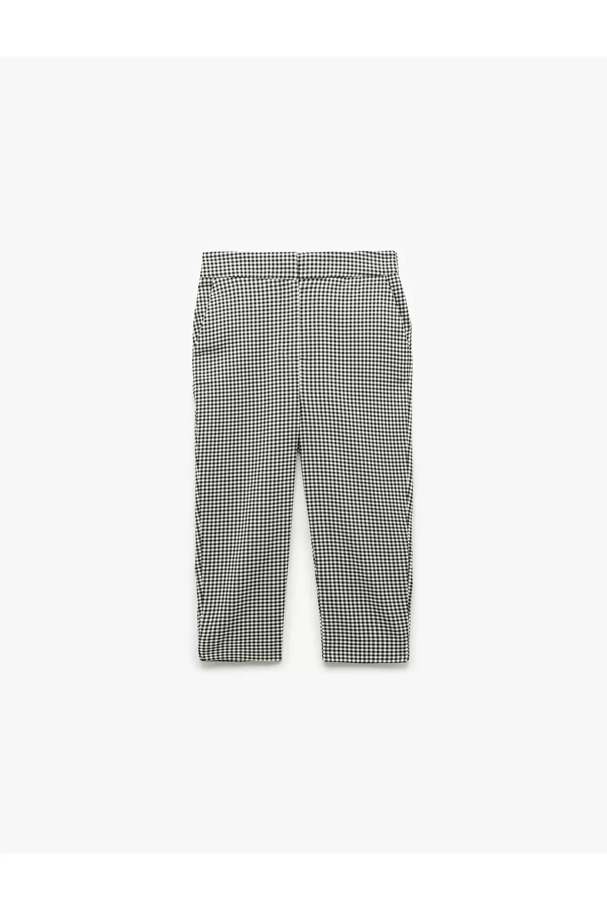 Viscose Fabric Gingham Skinny Fit Pocket Capri Trousers