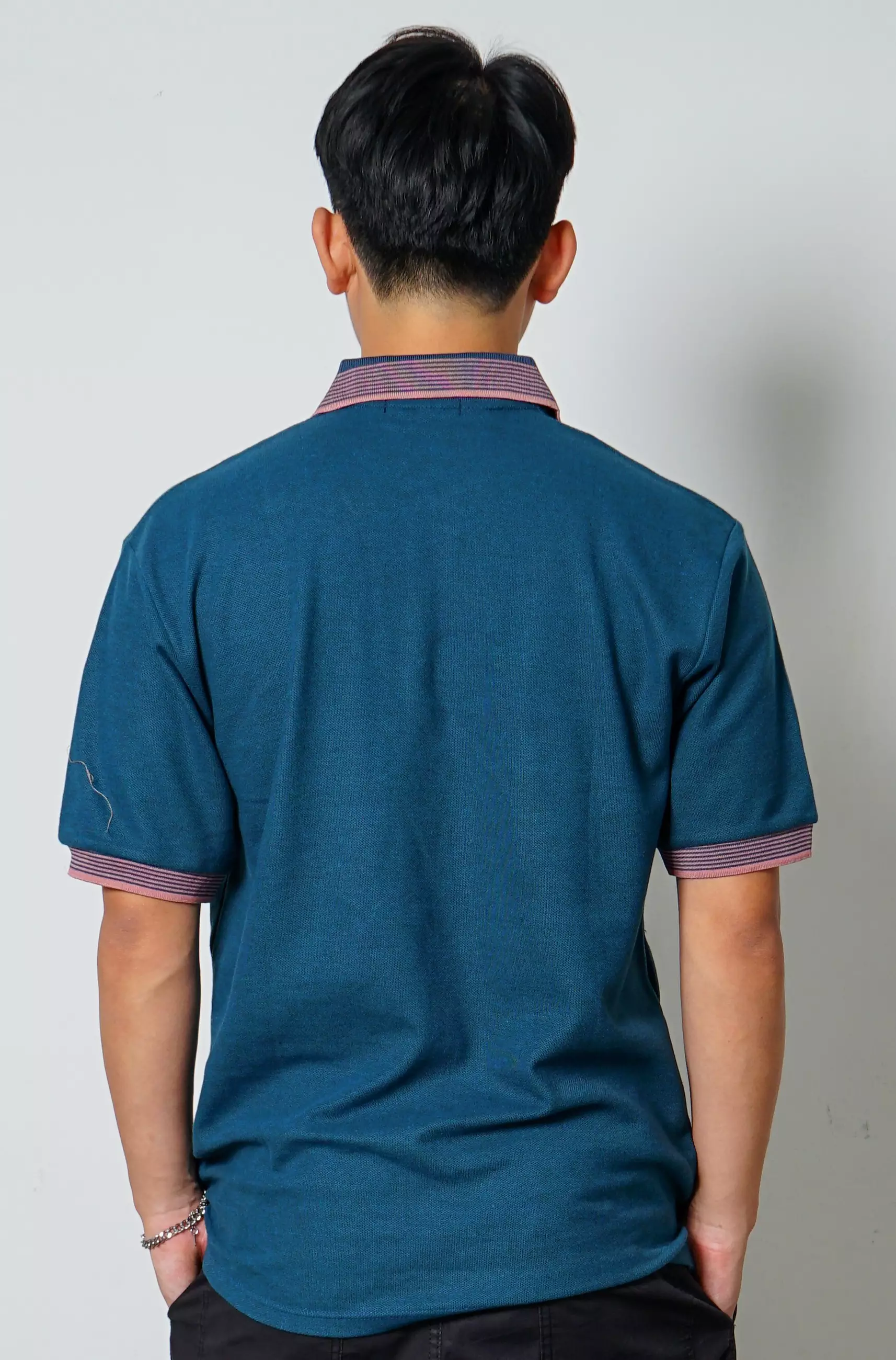 Andre Michel Kaos Polo Shirt Lengan Pendek Biru Tua Lis Orange 922 87