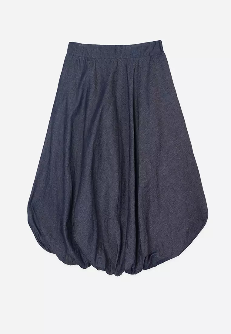 Bubble-Hem Midi Skirt