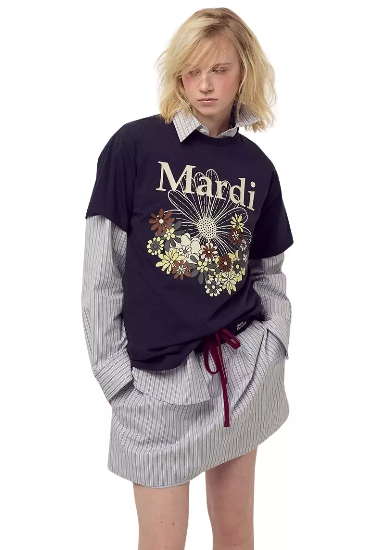 Tshirt Flowermardi Jardin - Navy Ivory