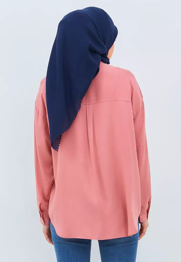 Flamoush Fenela Pink Kemeja Oversize Wanita