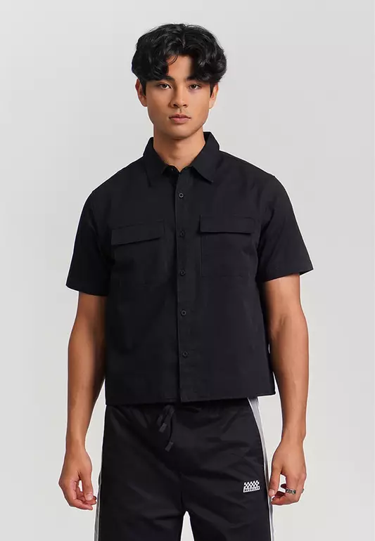 Boxy Fit Short Sleeves Shirt with Pockets