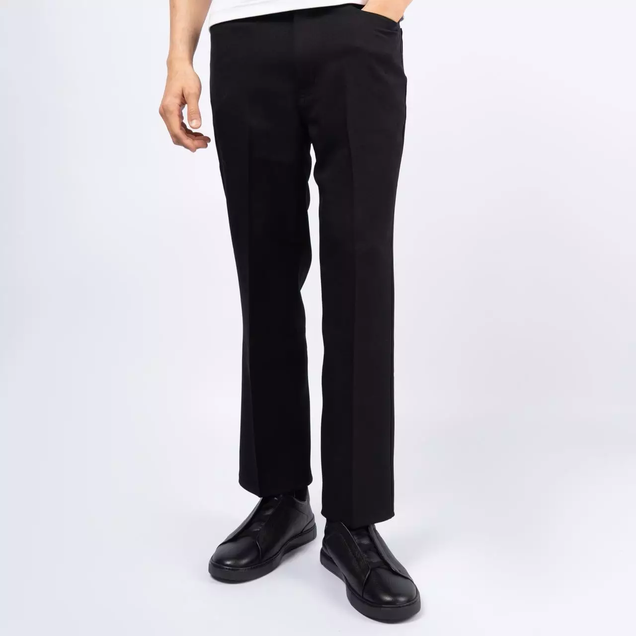 Triple Stitch Deerskin Sneakers All Black