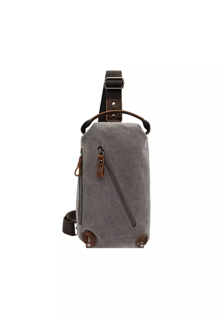 Men's Korean Style Canvas Leather Outdoor Casual Small Crossbody Single Shoulder Men's Bag BAD 21006