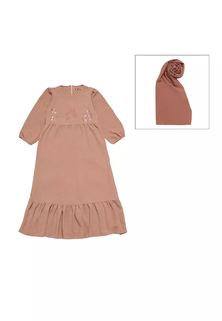 Baju Gamis Anak Perempuan Putik Bunga Mocca - ADORABLE