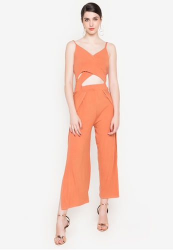 Buy F 101 Overlap Back Knot Overlay Slit Jumpsuit 2020 Online Zalora Philippines
