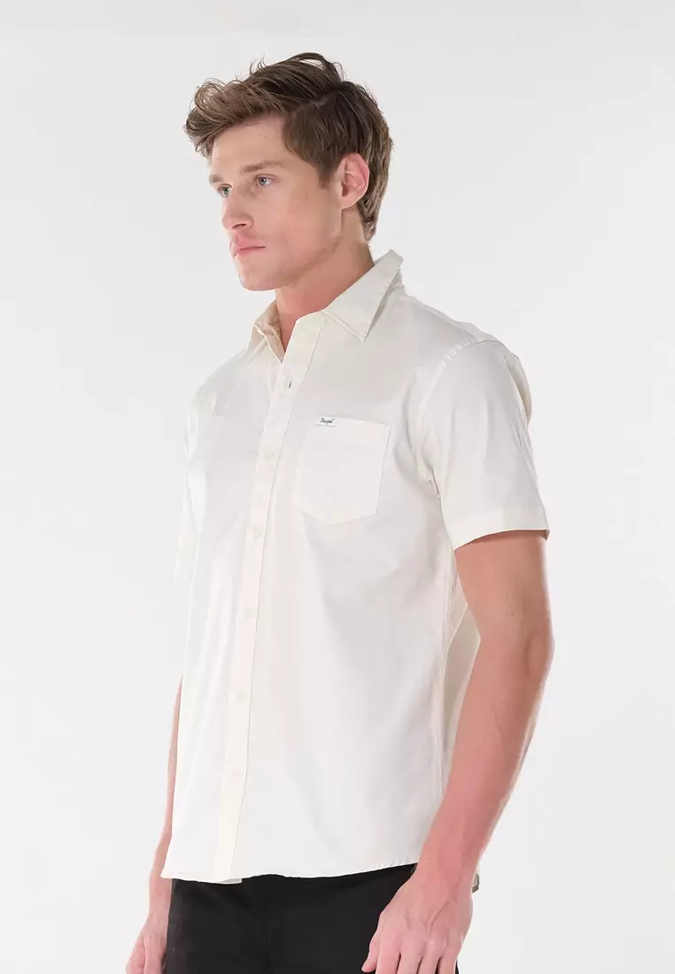Button Down Short Sleeve Polo for Men in Jet Stream Color