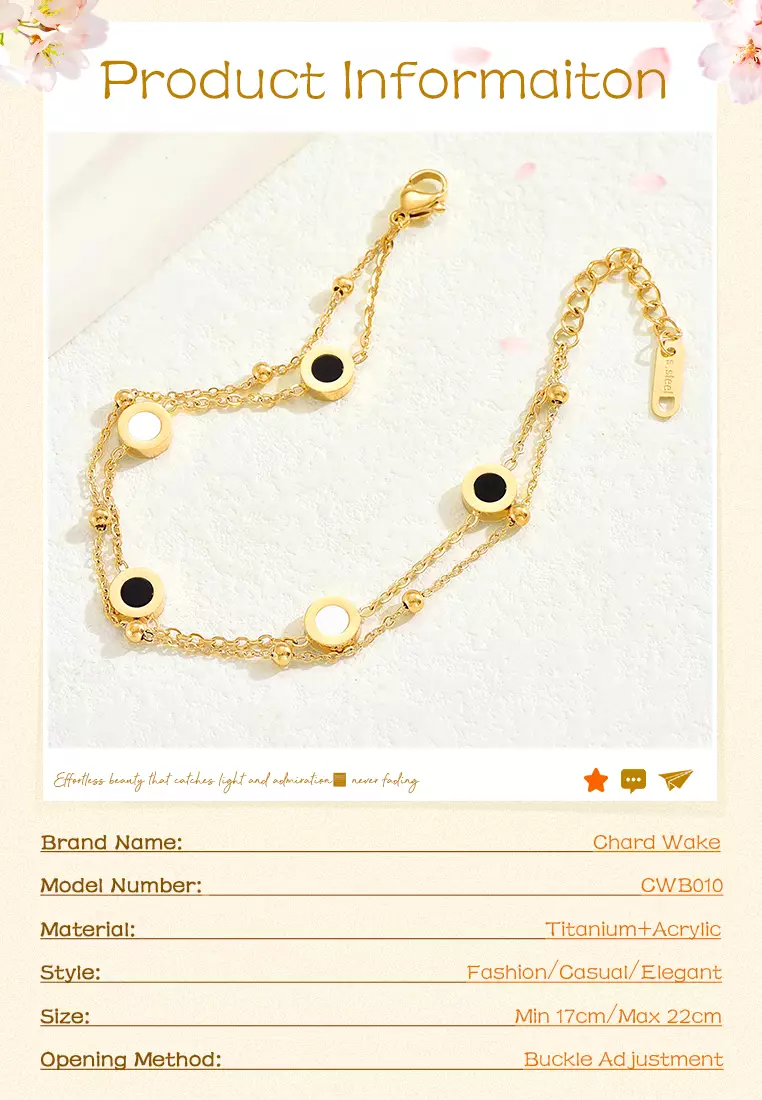 Gelang Titanium Wanita KoreaAnti Pudar Rantai Ganda Bracelet Gelang Cewek gold color