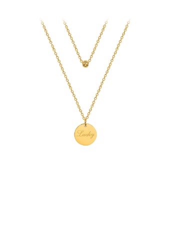 Glamorousky silver Fashion Simple Plated Gold 316L Stainless Steel Lucky Geometric Round Pendant with Double Layer Necklace 22E5BAC5155DE7GS_1