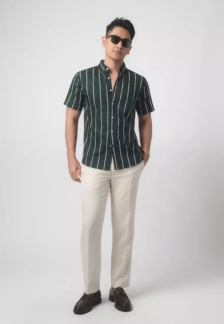 Vicente Stripe Dark Green SS