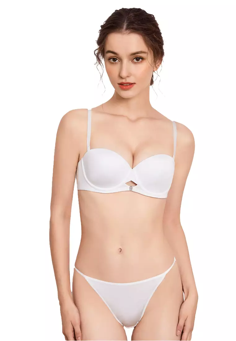 Buy Sunnydaysweety 2023 S/S European and American new lace tube top  strapless sexy strapless small chest push-up bra set CA23050461BK Online