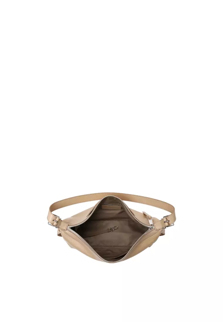 ALLEGRA Demi Hobo 單肩袋 - 復古油蠟奶沙色