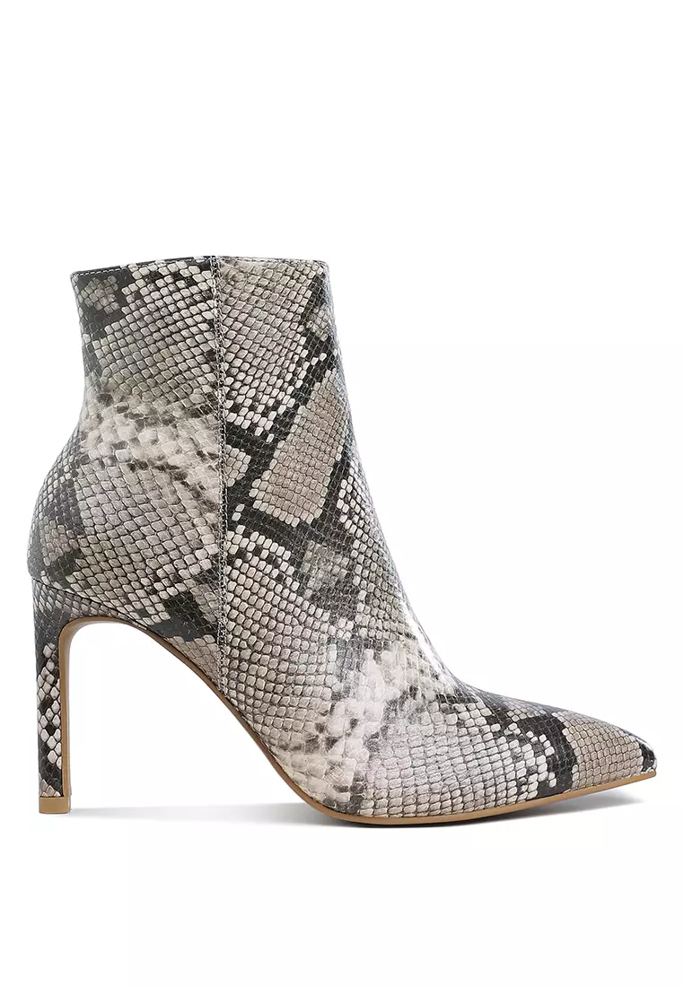 Discount on London Rag  shoes - SKU: Textured Stiletto Heel Ankle Boots In Snake