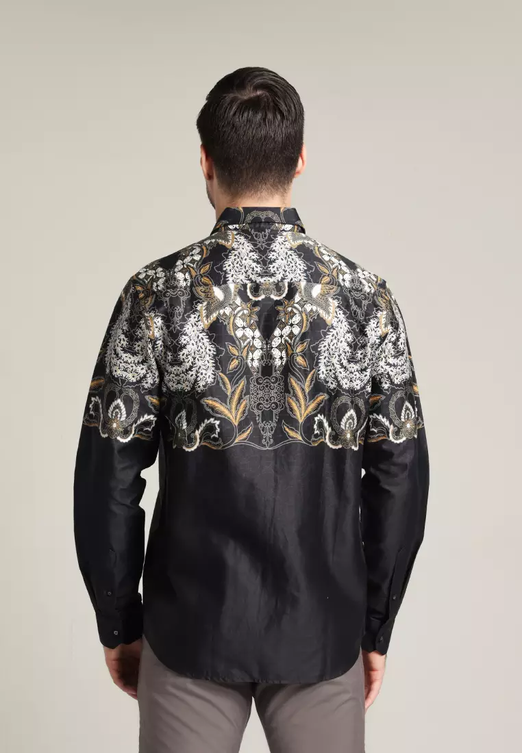 MOC - Kemeja Batik Pria Lengan Panjang Narendra - Black
