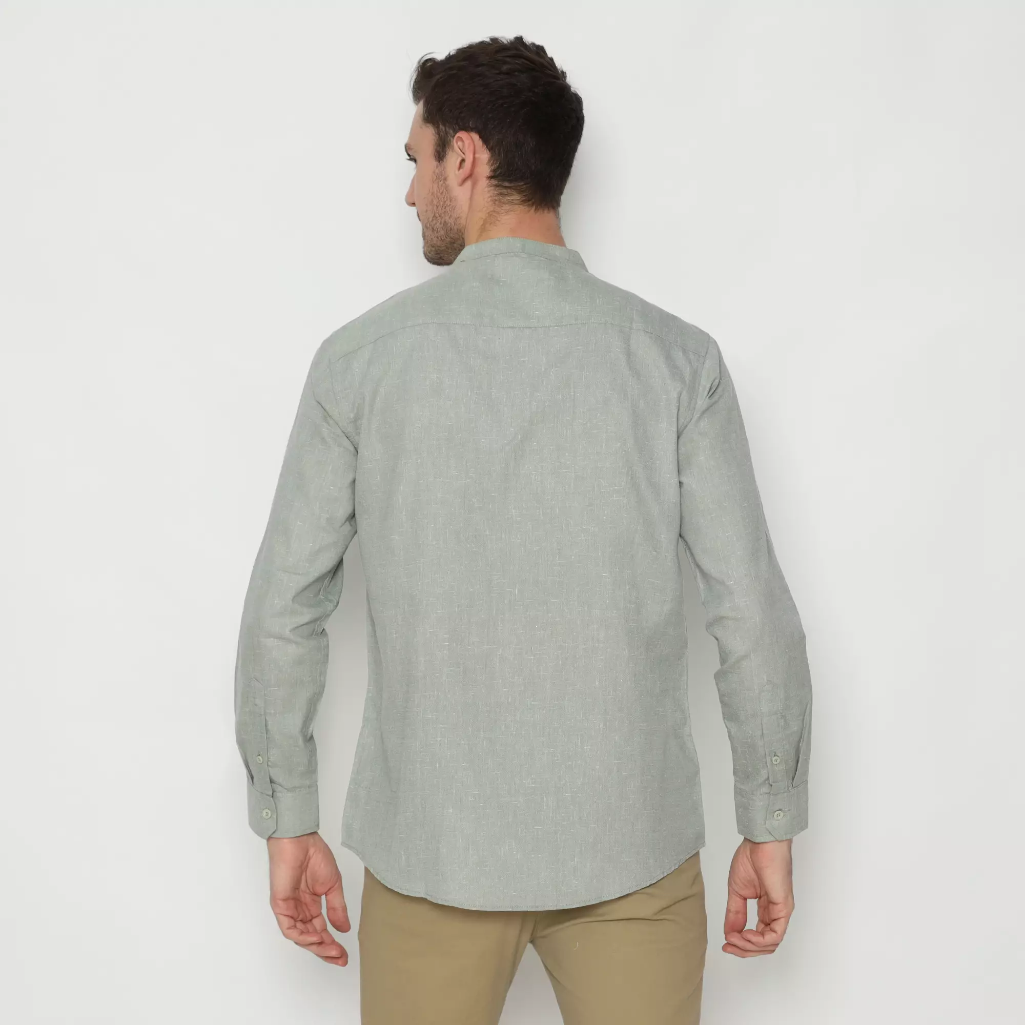 Platini Kemeja Koko Pria Lengan Panjang Katun Sage Green 961303.52