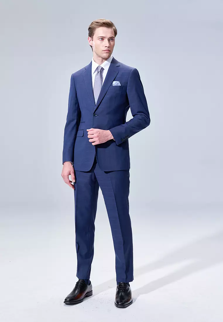 Midnight Blue Check Slim Suit
