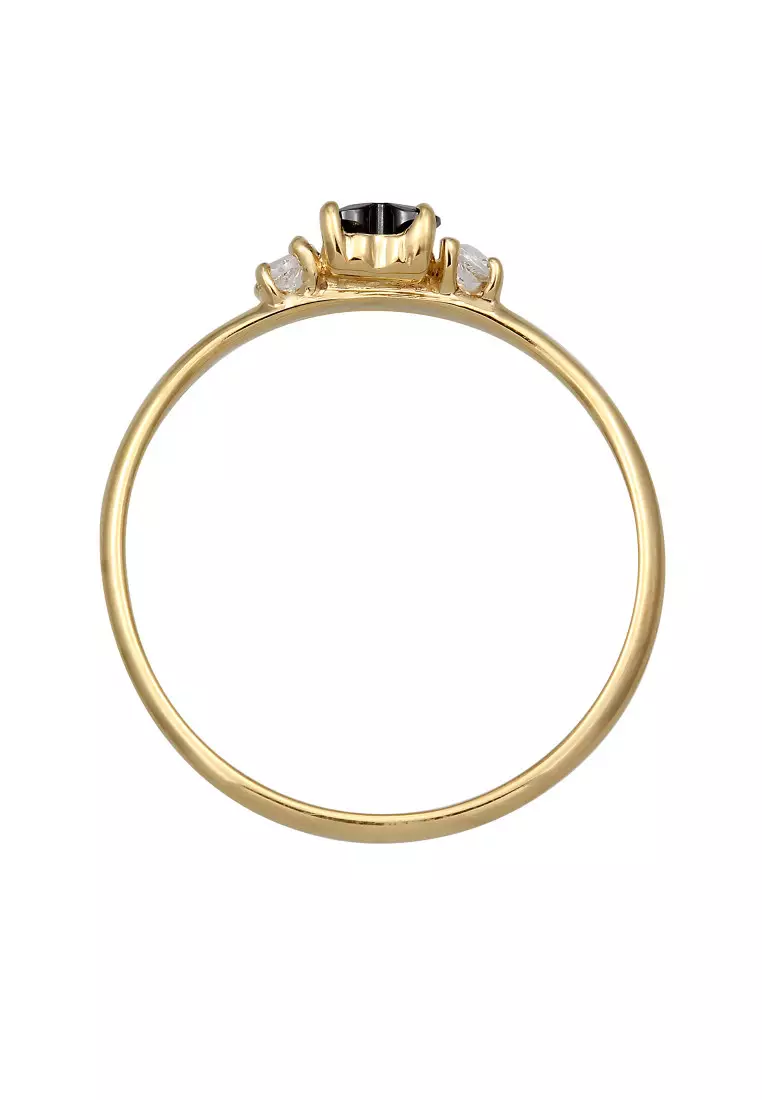 Cincin Perhiasan Perak 925 Wanita Heart Zirconia Gold Plated