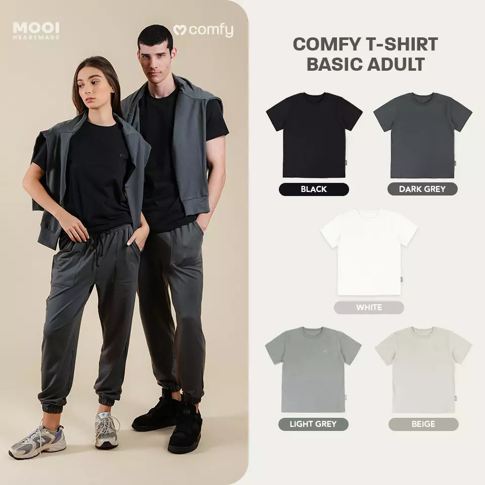 Mooi Kaos Dewasa Unisex Comfy T-Shirt Basic Adult - Light Grey