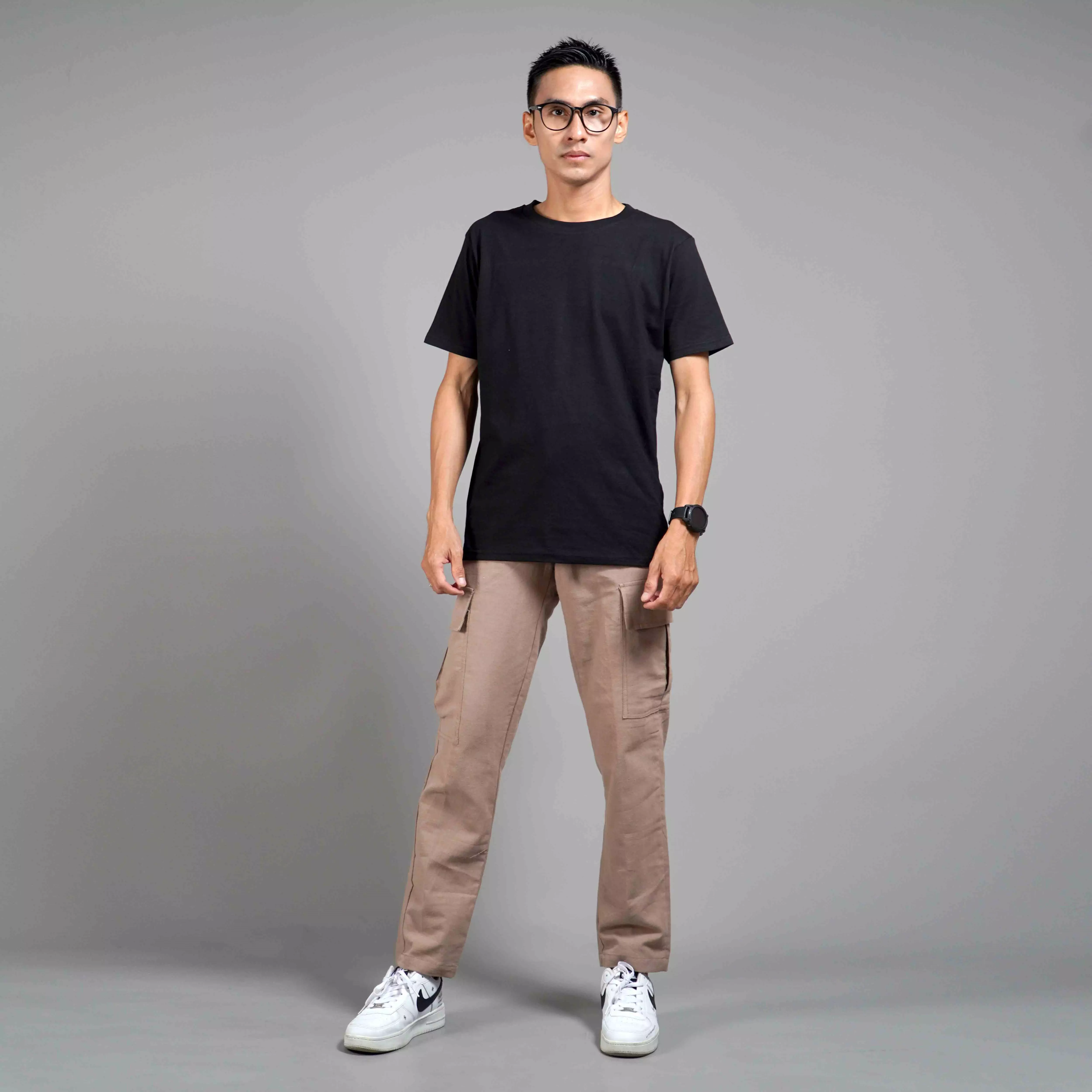  Kaos Polos Pria Lengan Pendek Basic Casual TShirt Cotton - Hitam