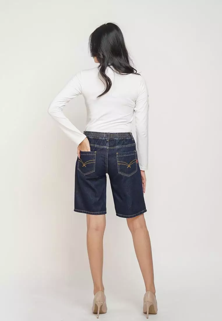 DUST Celana Short Pant Jeans Miku Dark Blue (D. 3441)