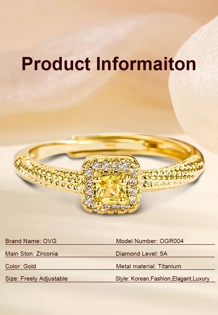Cincin Wanita Titanium Original R004 Perhiasan Korea Fashion Free Size Rings Cewek Anti Luntur