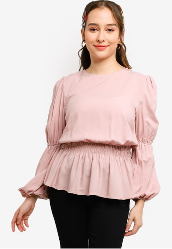 Lubna pink Gathered Top Made From TENCEL™ 40587AA49131B4GS_1