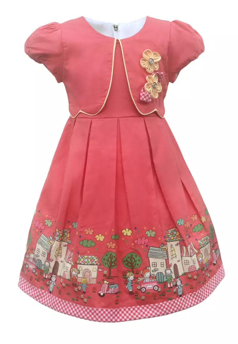 Two Mix Dress Anak Perempuan Bahan Katun Usia 1-12 Tahun 4222