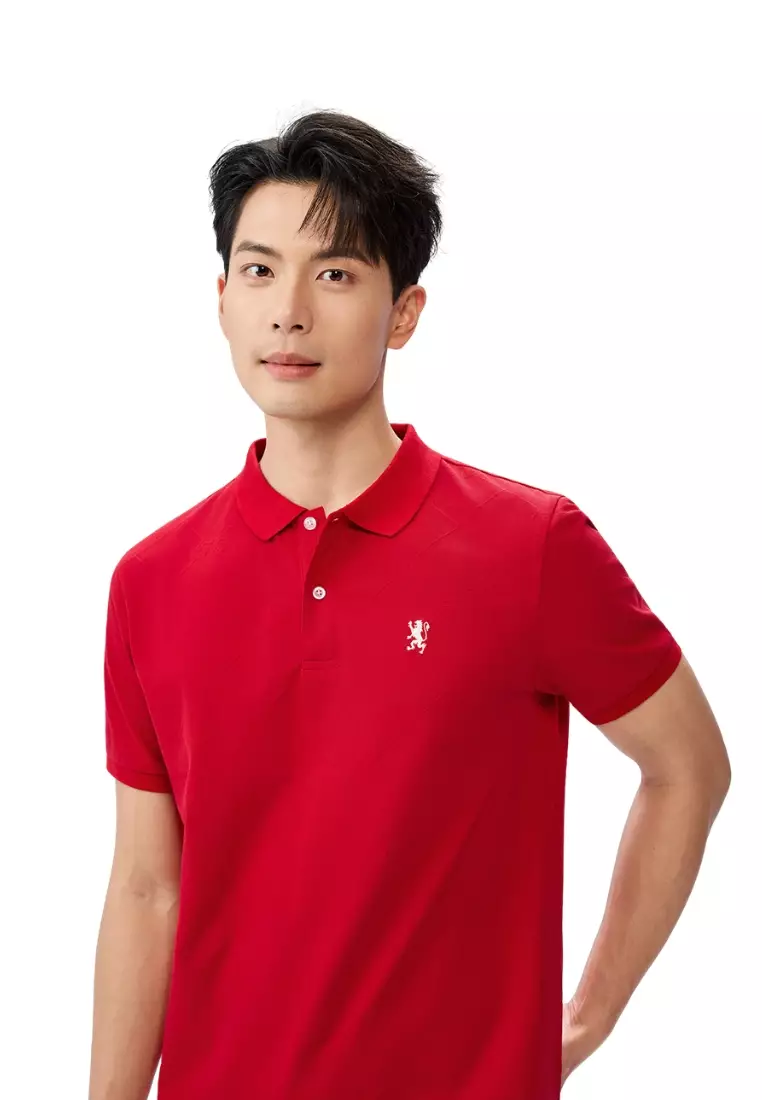 Giordano Men NDP 2026 Collection Slim Fit Jacquard Short Sleeve Embroidery Polo T-Shirt (Singapore National Day Parade)