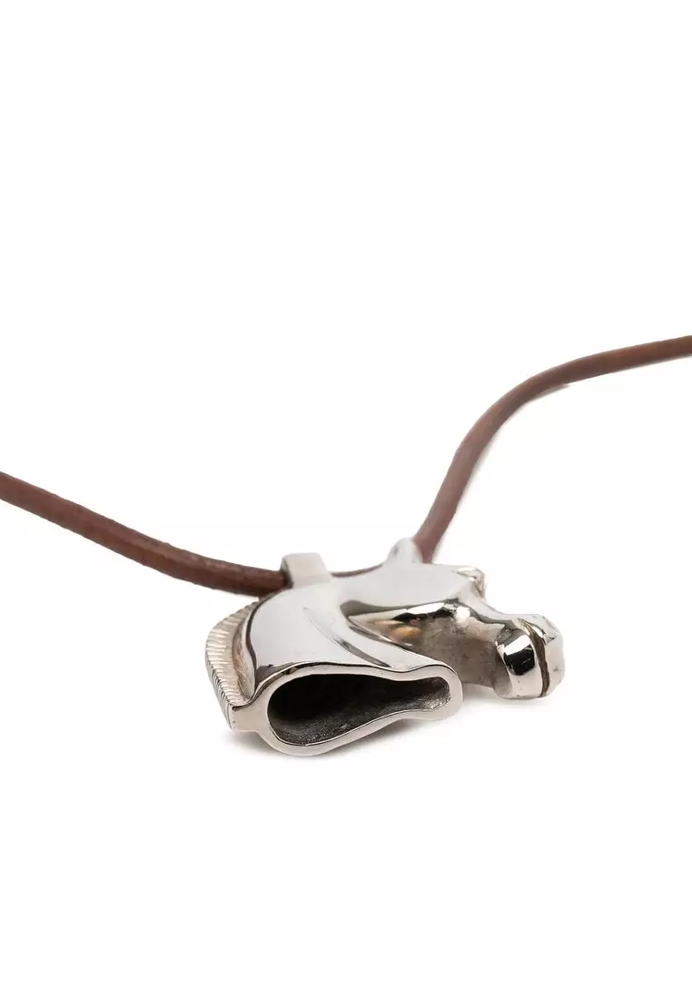 Pre-Loved Hermès Palladium Plated Horse Head Pendant Necklace