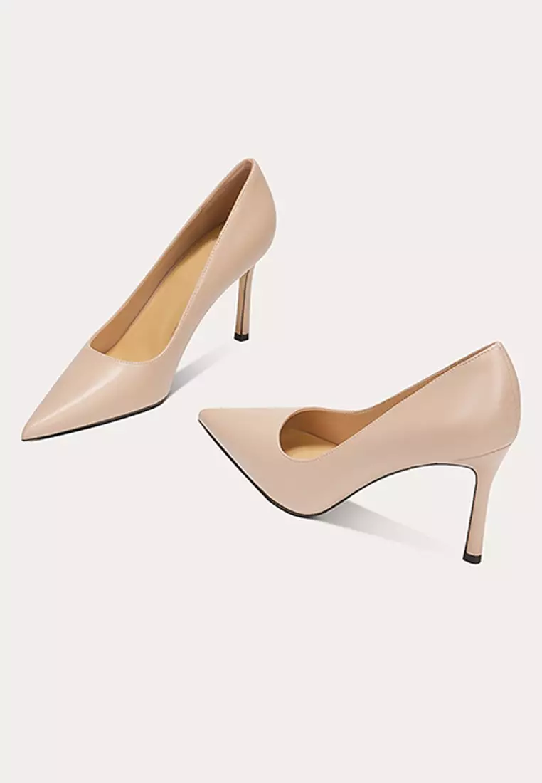 6CM Simple Pointed Microfiber Leather Wedding Heels PX710-2