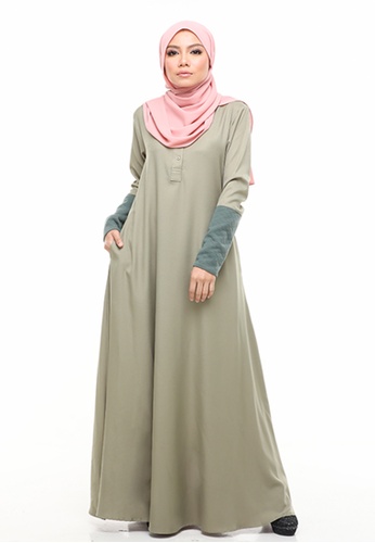 Imaan Boutique green Nassimo Jubah Dress Olive 8D7D6AA385F00DGS_1