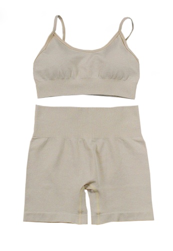 Twenty Eight Shoes brown VANSA Vest Shorts Yoga Fitness Set  VPW-YZJ628 579F8AA7E94361GS_1