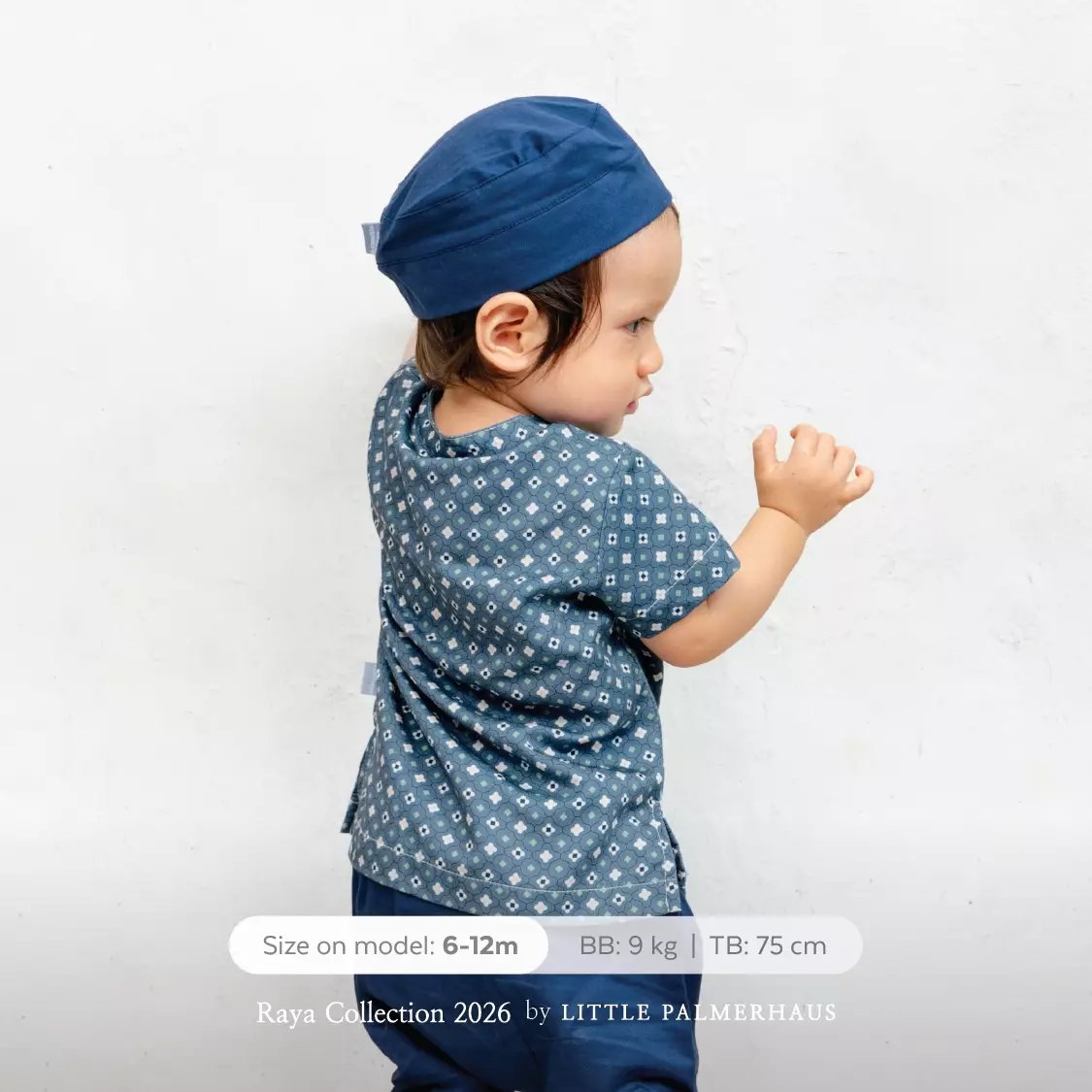 Little Palmerhaus - Baju Lebaran 2026 - Saraya Baby Koko Set + Peci (Setelan Baju Koko Bayi Usia 0-12 Bulan) Teal Green