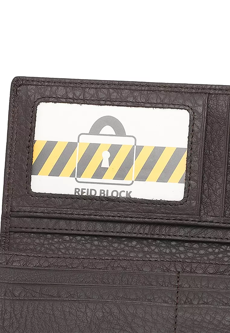Genuine Leather RFID Long Wallet - Black