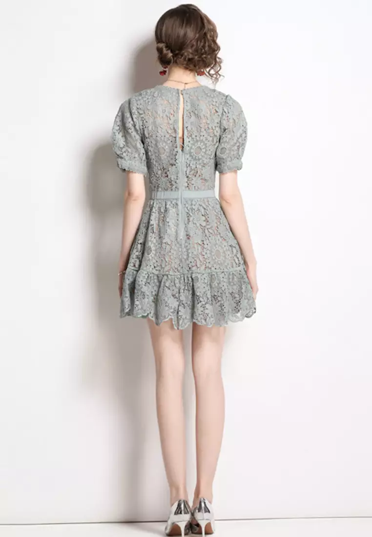 French Lace Slim Fit A-Line One-Piece Dress A22050710