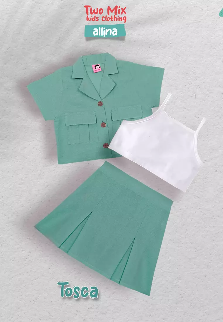 Two Mix - Setelan Rok Anak Perempuan- Allina Set Rompi Anak Cewek 1-6 Tahun 4370b Tosca