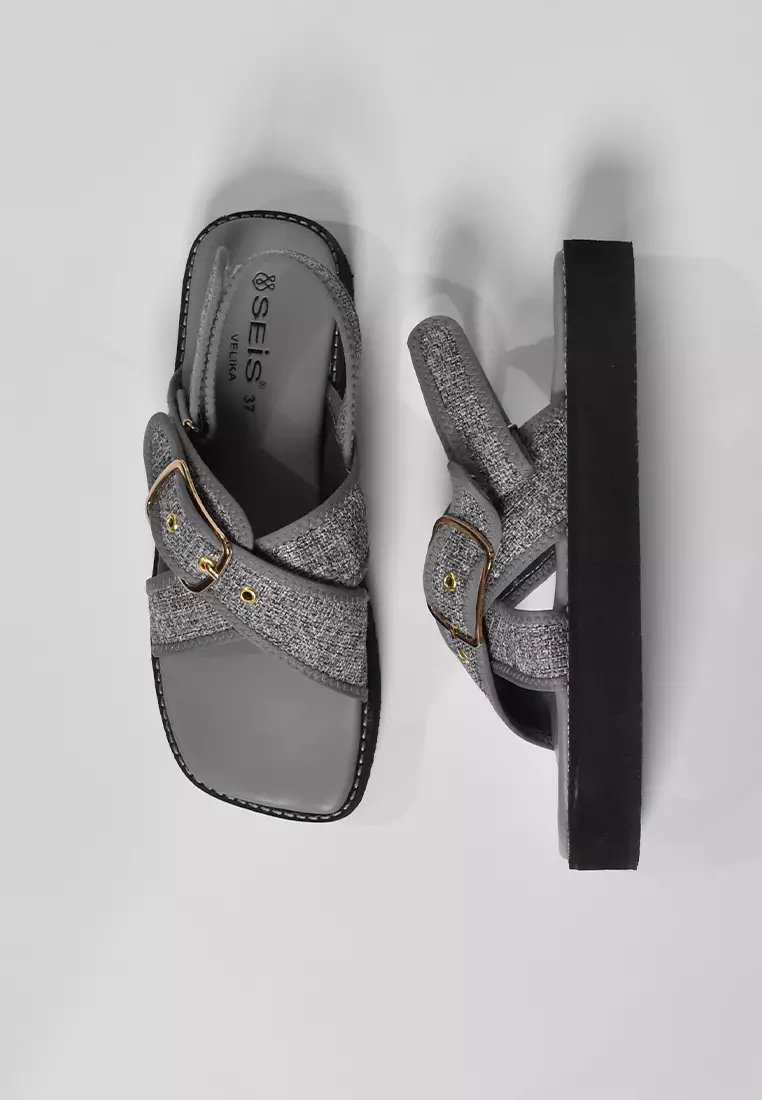 Jual Seis Seis Shoes Velika Sandal Wanita Platform Grey Original Zalora Indonesia