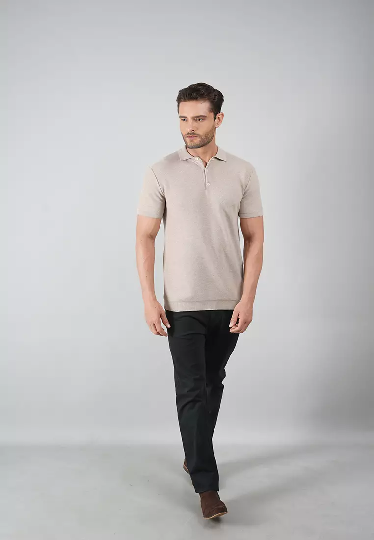 Johnwin - Polo Sweater - Kaos Polo - Bahan Sweater - Putih ASW
