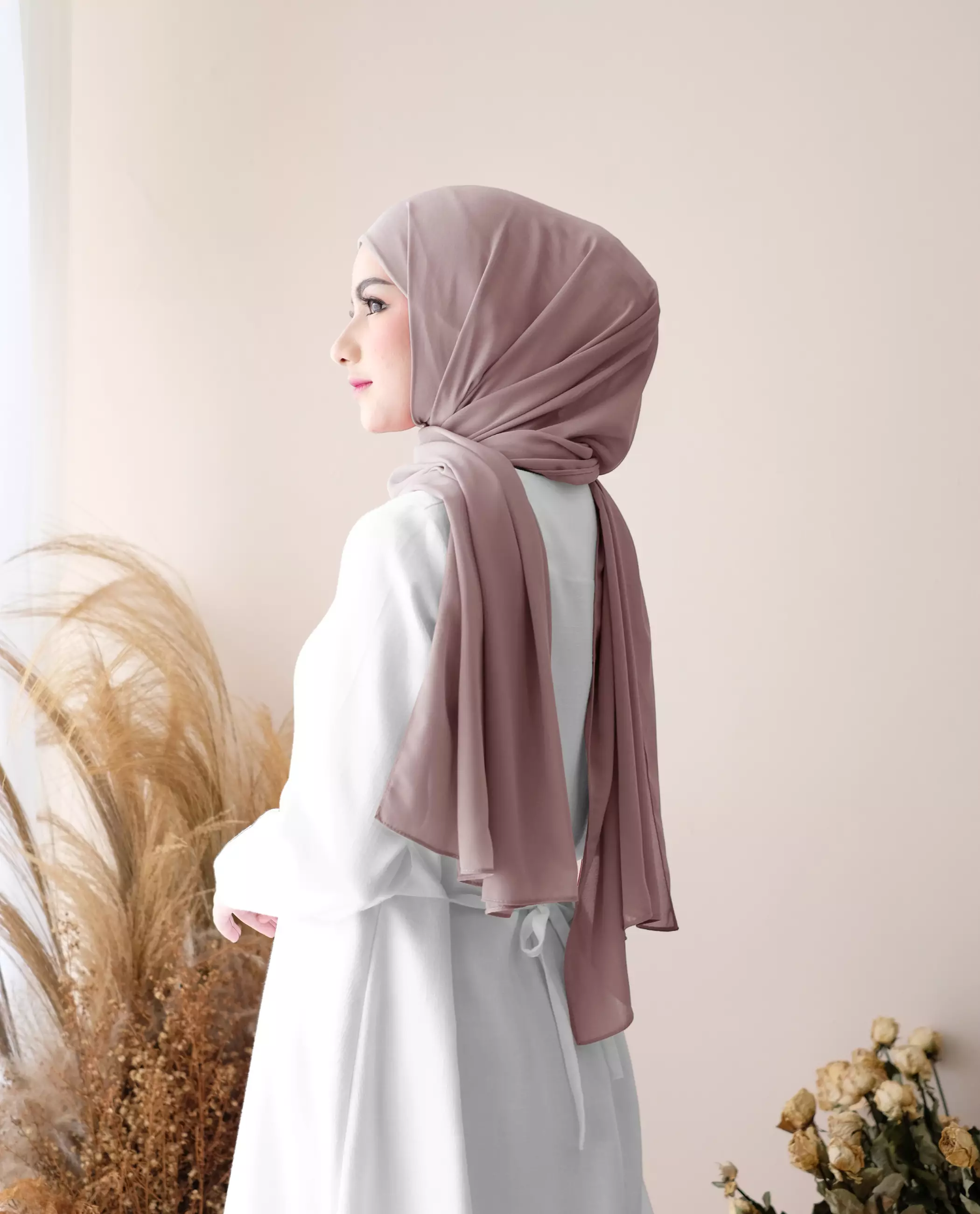 Pashmina Inner Instan 2in1 Ceruty Baby Doll - Sahara Dessert