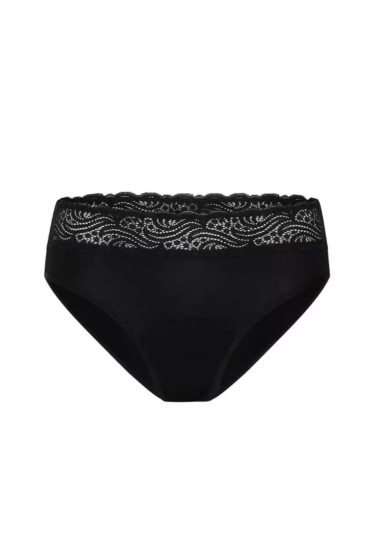 Modibodi Period Underwear Sensual Hi Waist Bikini Light-Moderate Black