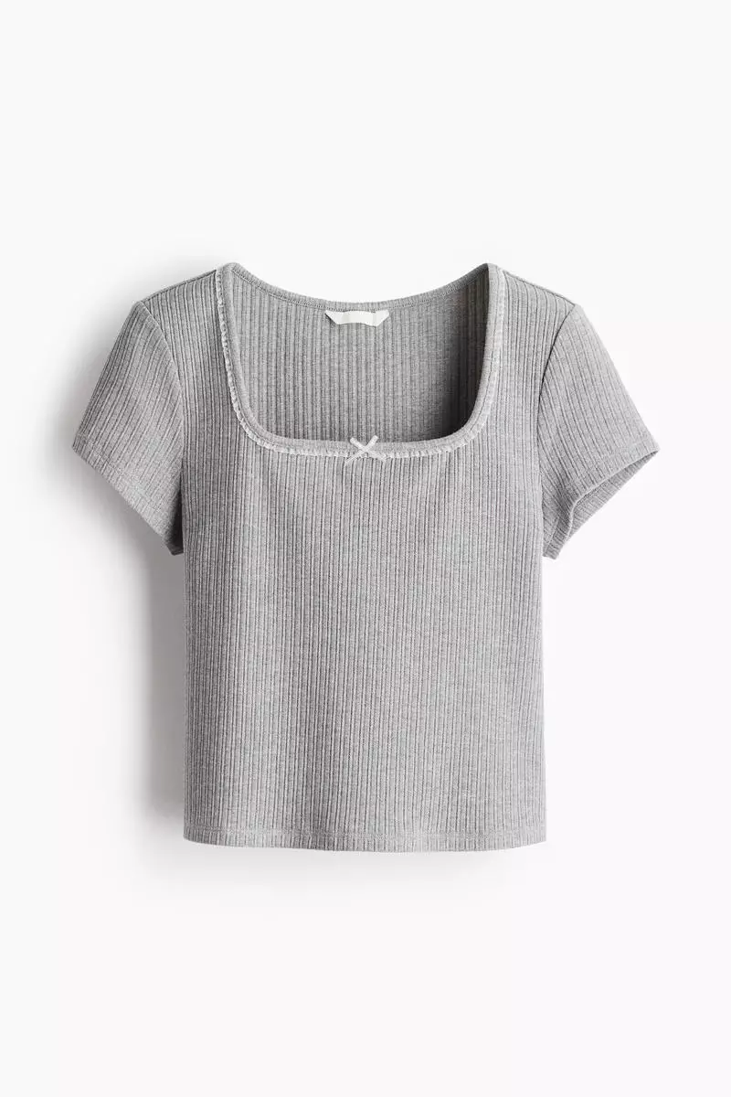 Ribbed square-neck top