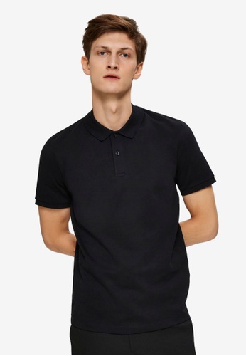 Selected Homme black Paris Short Sleeve Polo Shirt 00BC8AA87DF2C1GS_1