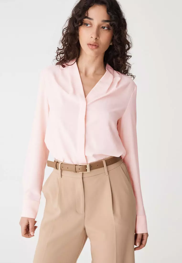 Claudia Pleat Neck Blouse